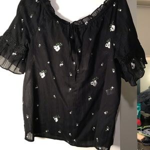 Marc New York off the shoulder top with embroidery